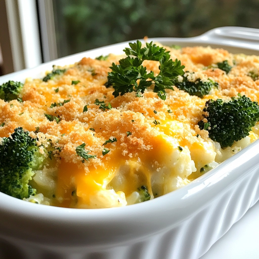 Comforting Dinner Cheddar Broccoli Rice Casserole