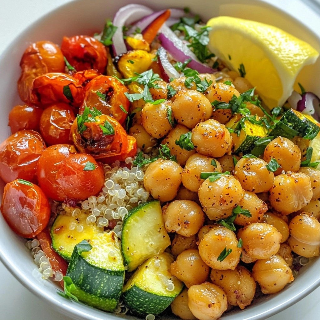 Healthy Dinner Herb Roasted Veggie and Chickpea Bowl