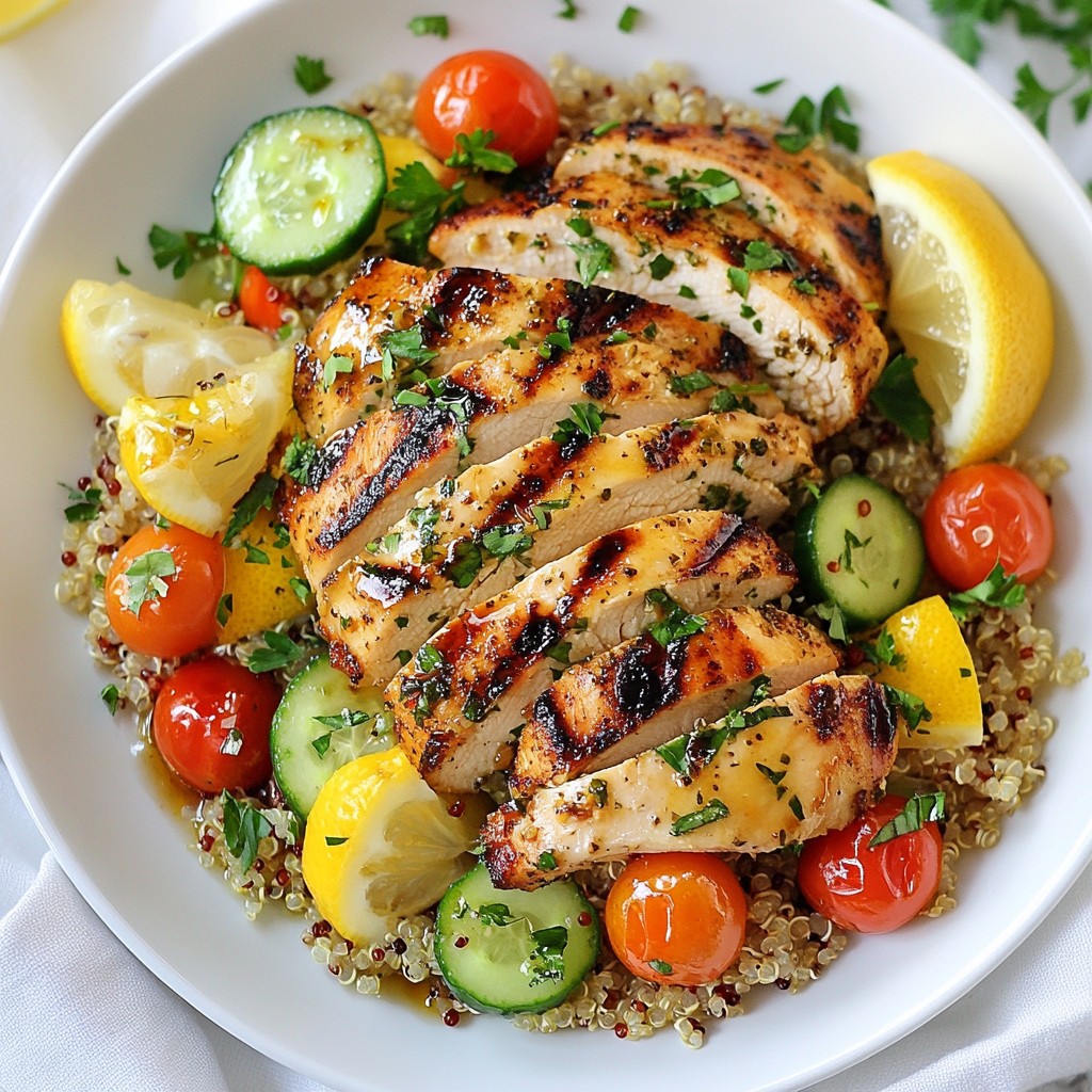 Grilled Dinner Lemon Herb Chicken with Quinoa Delight