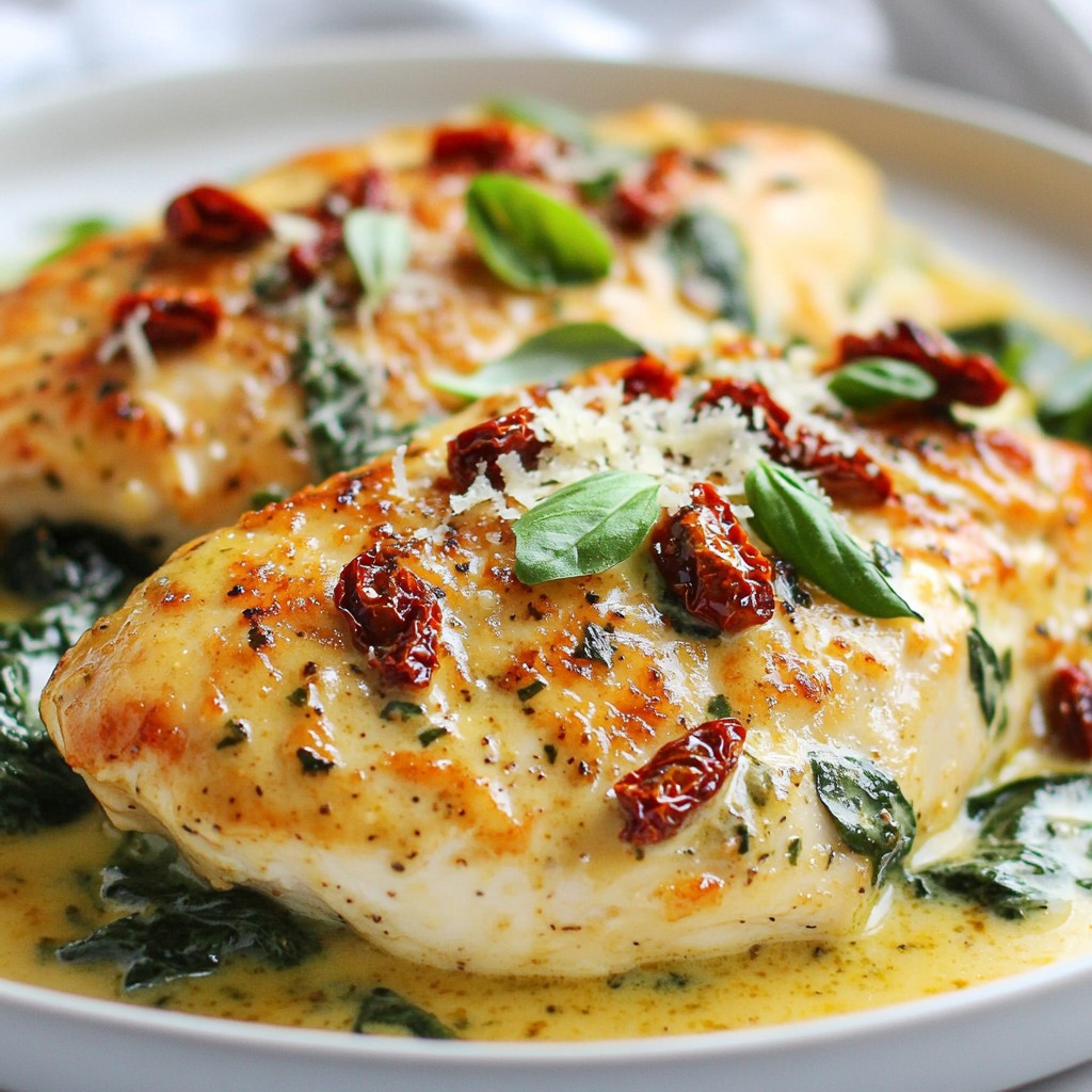 Creamy Spinach Sun Dried Tomato Chicken Delight