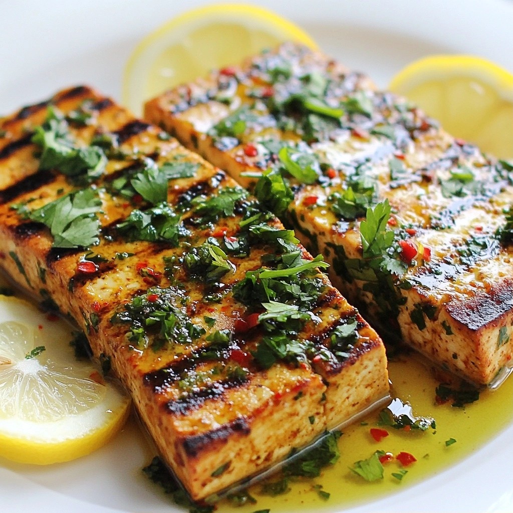 Flavorful Dinner Chimichurri Grilled Tofu Steaks