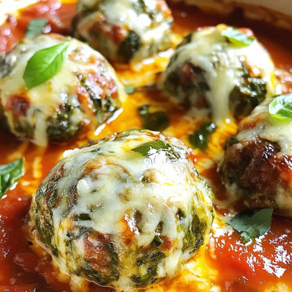 Cheesy Spinach Stuffed Meatballs Flavorful Dinner Delight