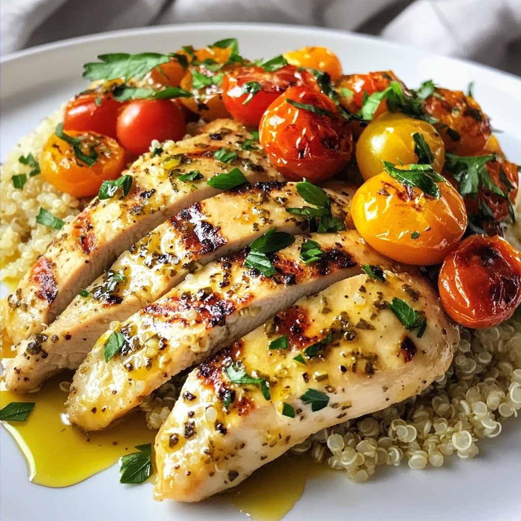 Grilled Dinner Lemon Herb Chicken with Quinoa Delight