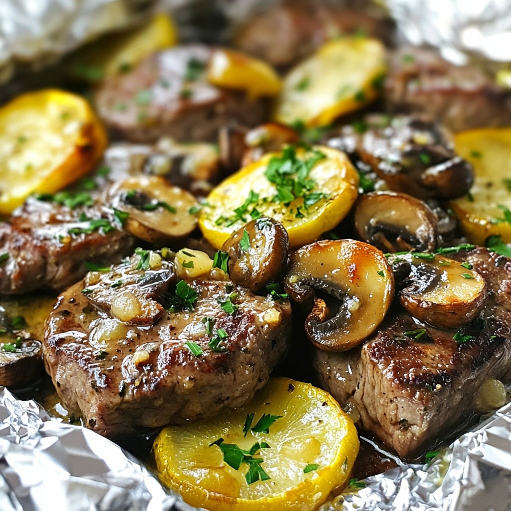 Garlic Butter Steak & Mushroom Foil Packets Delight